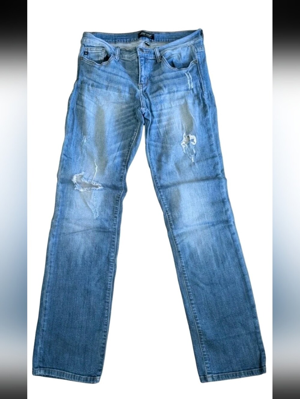 Judy Blue Distressed Straight Leg Jeans Size 7/28 Medium Wash Stretch JB8251MD